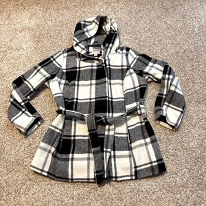 Mossimo Hoodie Belted Checkered Trench coat 2XL